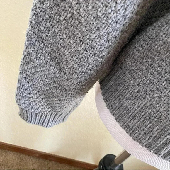 Love token Asymmetric Full Zip Faux Fur Lined Sweater Knit Jacket Gray: M - Picture 6 of 11